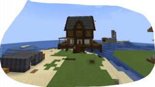 Minecraft Water House Cyan Roof Schematic (litematic)